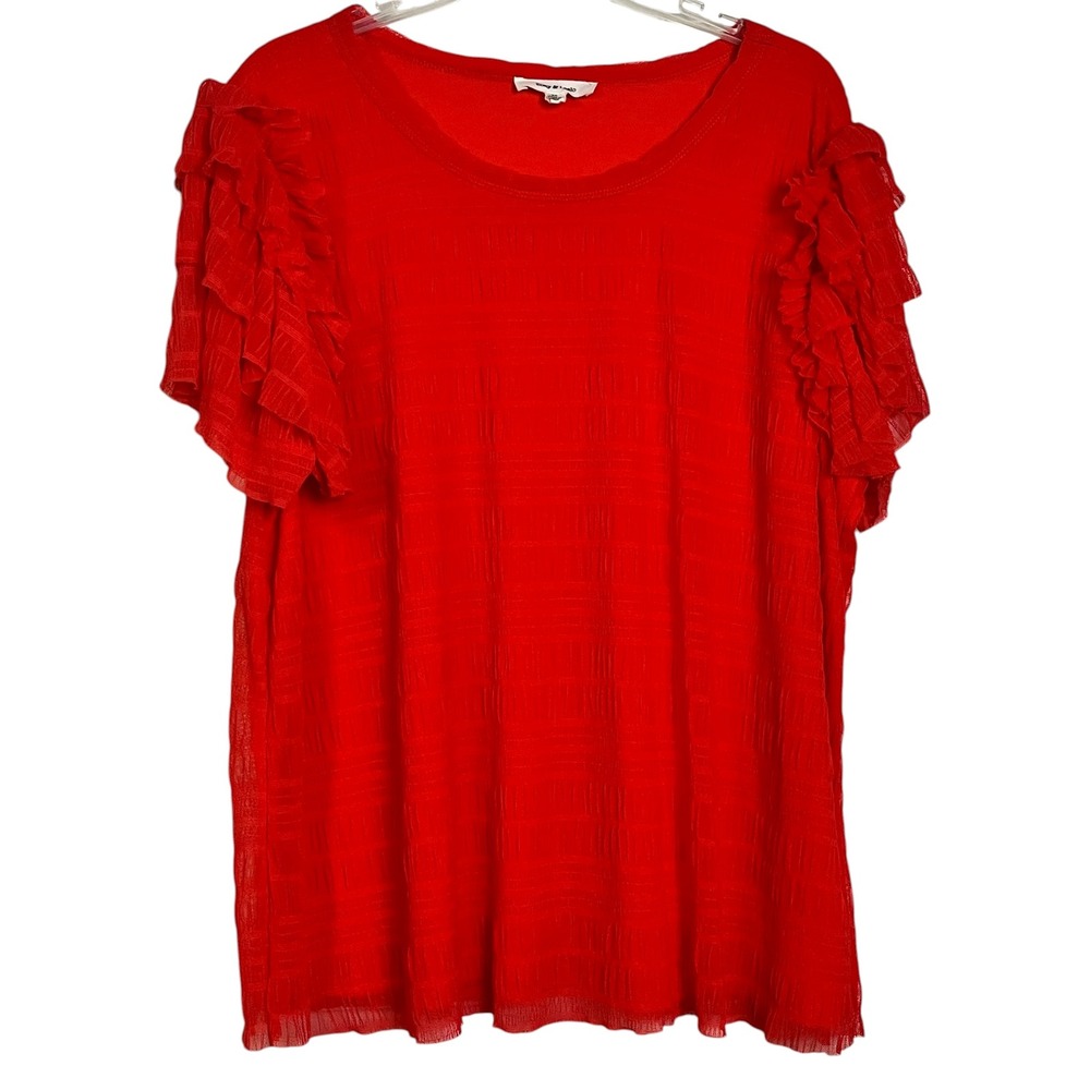 Zoey & Leelo Women 3X Ruffle Sleeve Orange Top Plus Size StatementSleeves (3067)